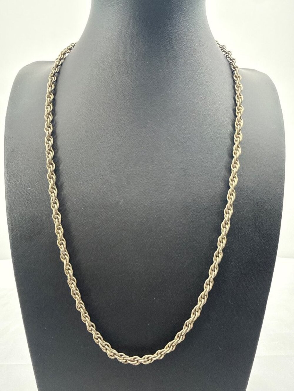 Vintage Silver Tone Rope Chain Necklace Chunky Twisted Statement Layering